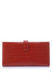 Pre-Owned Hermès Orange Porosus Crocodile Lisse Bearn Wallet