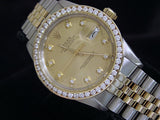 Pre Owned Mens Rolex Two-Tone Datejust Diamond Champagne 16013