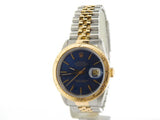 Pre Owned Mens Rolex Two-Tone Datejust with a Blue Dial 16263