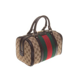 Gucci 269876 Beige/Ebony GG Fabric with Brown Leather Trim Handbag