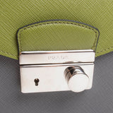 Prada Green / Grey Saffiano Leather Handbag