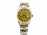 Pre Owned Mens Rolex Two-Tone Datejust with a Gold Champagne Dial 16233