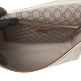Gucci 246411 Beige/Ebony GG Supreme Canvas with Brown Leather Trim Crossbody Bag