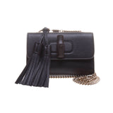 Gucci 387612 Black Bamboo Daily Leather Chain Bag