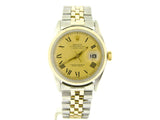 Pre Owned Mens Rolex Two-Tone Datejust with a Gold Roman Dial 1601