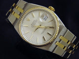 PRE OWNED MENS ROLEX TWO-TONE OYSTERQUARTZ DATEJUST SILVER 17013