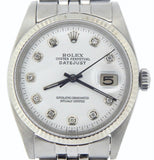 Pre Owned Mens Rolex Stainless Steel Datejust with a White Diamond Dial 1601