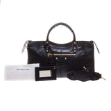 Balenciaga Black Lambskin Gold Giant 12 Part-Time Motorcycle Handbag