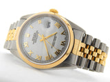 Pre Owned Mens Rolex Two-Tone Datejust with a White Roman Dial 16203