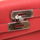 Hermes Rouge Pivoine Clemence Leather Kelly 32cm (R Stamp)