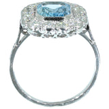 Platinum engagement ring with aquamarine