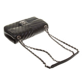 Chanel A93027 Black Lambskin Chevron Chain Bag