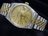 Pre Owned Mens Rolex Two-Tone Datejust with a Gold Linen Dial 16013
