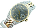 Pre Owned Mens Rolex Two-Tone Datejust with a Slate Dial 1601