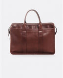 FRANK CLEGG TUMBLED LEATHER ZIP BRIEFCASE: CHESTNUT
