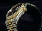 Pre Owned Mens Rolex Two-Tone Datejust with a Black Dial 16233