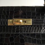 Hermes Kelly 32 Black Crocodile
