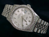 Pre Owned Mens Rolex Stainless Steel Datejust Silver Diamond 16030