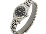 PRE OWNED LADIES ROLEX STAINLESS STEEL OYSTER PERPETUAL WITH A BLACK DIAL 6718