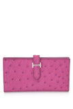 Pre-Owned Hermès Pink Ostrich Bearn Gusset Wallet