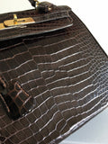 Hermes Kelly 28 Havane crocodile Porosus