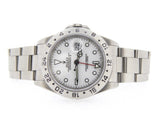 PRE OWNED MENS ROLEX STAINLESS STEEL EXPLORER II WITH A WHITE DIAL 16570