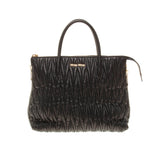 Miu Miu Black Matelasse Nappa Leather Handbag