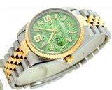 Pre Owned Mens Rolex Two-Tone Datejust with a Green Arabic Dial 16233