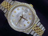 Pre Owned Mens Rolex Two-Tone Datejust Diamond Silver 16013