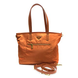 Prada Orange Nylon Tote Bag with Shoulder Strap