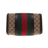 Gucci 269876 Beige/Ebony GG Fabric with Brown Leather Trim Handbag