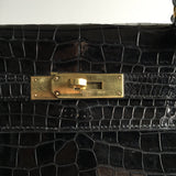 Hermes Kelly 32 Black Crocodile