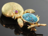 50s comical bird on branch brooch