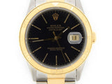 Pre Owned Mens Rolex Two-Tone Datejust with a Black Dial 16263