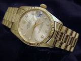 Pre Owned Mid-Size Rolex Yellow Gold Datejust President Champagne Diamond 6827