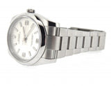PRE OWNED MENS ROLEX STAINLESS STEEL OYSTER PERPETUAL WITH A SILVER ARABIC DIAL