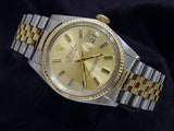 Pre Owned Mens Rolex Two-Tone Datejust with a Gold Champagne Dial 16013