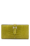 Vert Anis Porosus Crocodile Lisse Bearn Gusset Wallet