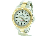 PRE OWNED MENS ROLEX TWO-TONE YACHT-MASTER DATE WITH A WHITE DIAL 16623