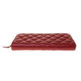 Chanel Red Lambskin Quilted Zip Around Long Wallet