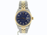 Pre Owned Mens Rolex Two-Tone Datejust with a Blue Diamond Dial 1601