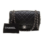 Chanel A90838 Black Calf Leather Quilted Chain Bag