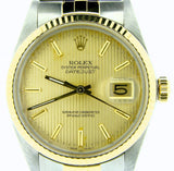 Pre Owned Mens Rolex Two-Tone Datejust with a Gold Tapestry Dial 16013