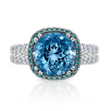 Diamond and Aquamarine Ring in 18K WG