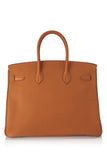 Pre-Owned Hermès Potiron and Gold Togo Birkin 35