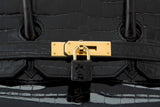 Black Porosus Crocodile Lisse Birkin 35