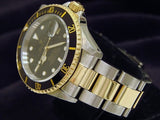 PRE OWNED MENS ROLEX TWO-TONE SUBMARINER WITH A BLACK DIAL 16613