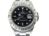 PRE OWNED MENS ROLEX STAINLESS STEEL EXPLORER II WITH A BLACK DIAL 16570