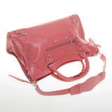Balenciaga Pink Lambskin Silver Giant 12 City Motorcycle Handbag