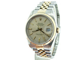 Pre Owned Mens Rolex Two-Tone Datejust with a Silver Dial 16233